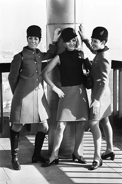 Alitalia air hostesses model new uniforms. 6th March 1969
