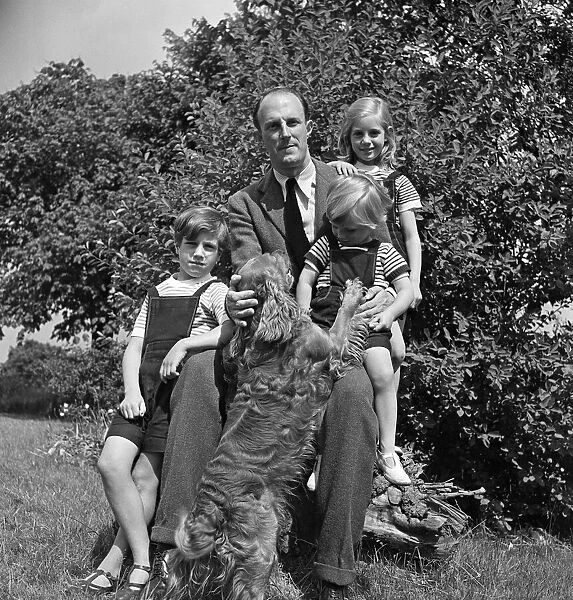 Brigadier Fitzroy Maclean with his children Jeremy, aged seven, Charles