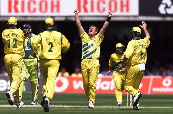 Cricket World Cup Final 1999 Australia v Pakistan Shane Warne takes another wicket