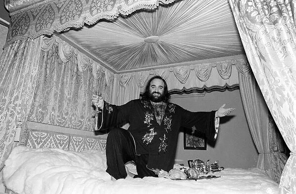 Demis Roussos November 1977 Perched on his mink covered bed which cost 30
