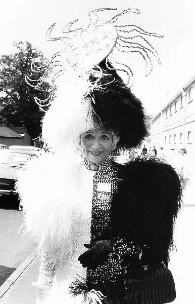 Gertrude Shilling in ostrich feather hat at Royal Ascot June 1979