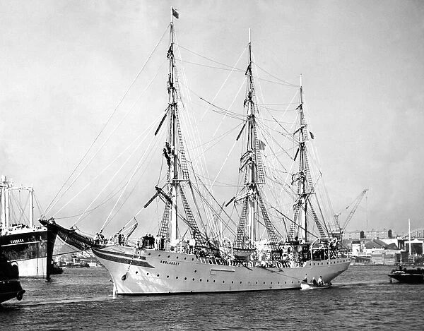 The Norwegian training sailing ship Sorlandet berths at Albert Edward Dock, North Shields