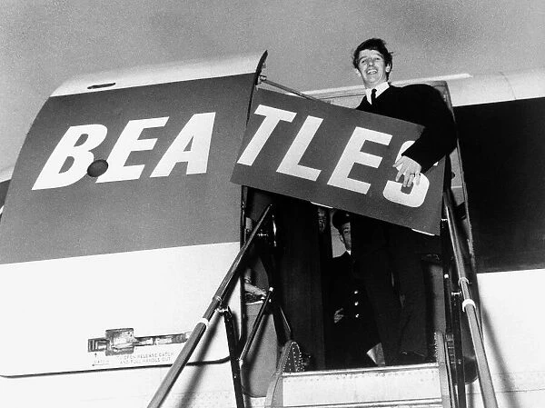 Ringo Starr boarding a BEA vanguard aircraft, on his way to Paris to join the rest of