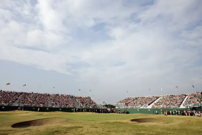 Framed Print : 18th Green & Grandstands