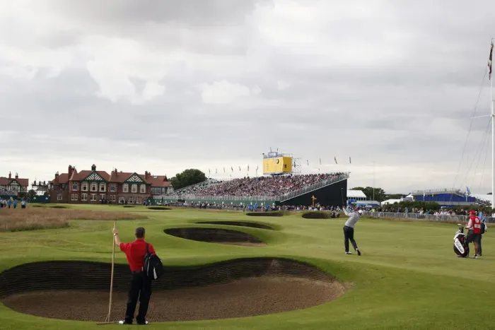 Framed Print : Adam Scott Plays Aproach To 18th Green