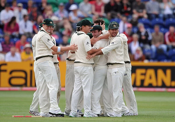 Australia Team Celebrate Kevin Pietersen Wicket With Brad Ha