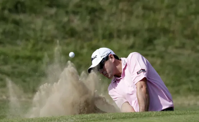 Framed Print : Ben Curtis In The Sand On The 8th