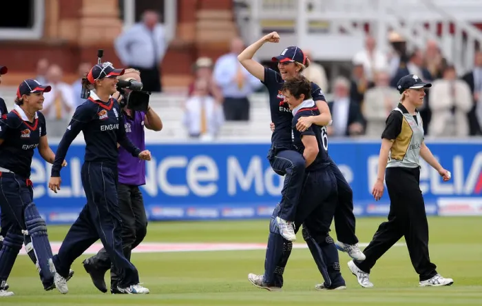 Framed Print : Charlotte Edward and Claire Taylor Celebrate Win Framed Print : Charlotte Edward and Claire Taylor Celebrate Win
