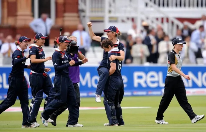 Framed Print : Charlotte Edward and Claire Taylor Celebrate Win Framed Print : Charlotte Edward and Claire Taylor Celebrate Win