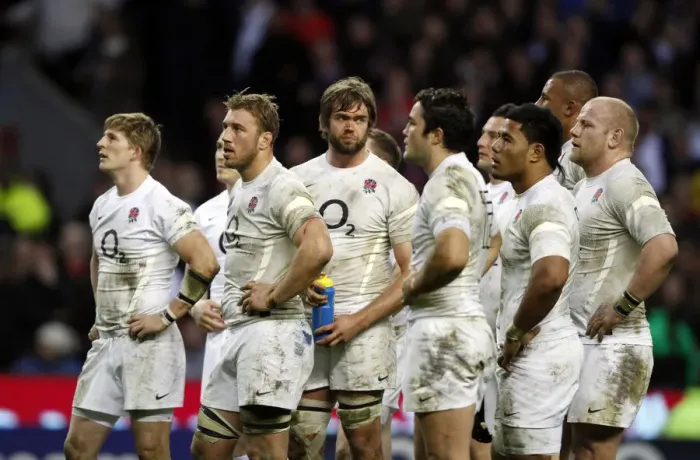 Framed Print : Chris Robshaw & England Team After The Defeat Framed Print : Chris Robshaw & England Team After The Defeat
