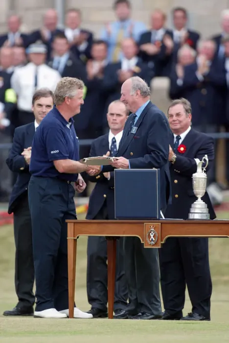 Framed Print : Colin Montgomerie Is Presented With Silver Plate Framed Print : Colin Montgomerie Is Presented With Silver Plate