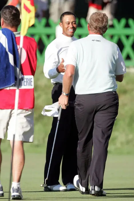 Framed Print : Colin Montgomerie & Tiger Woods