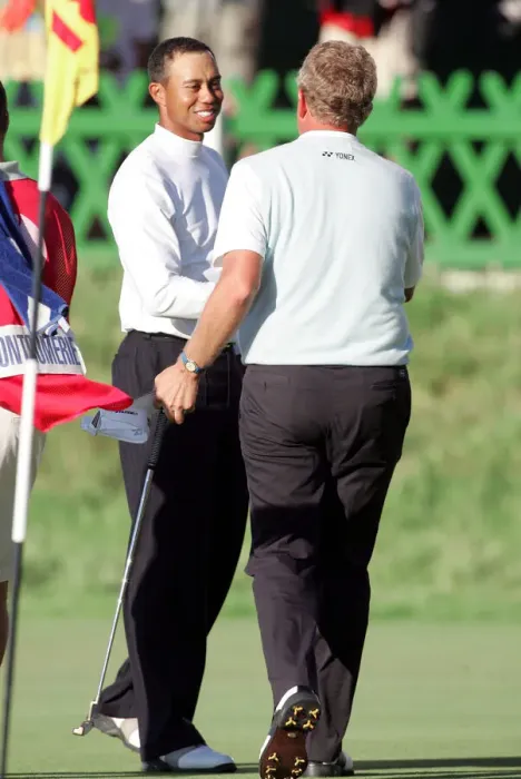 Framed Print : Colin Montgomerie & Tiger Woods Framed Print : Colin Montgomerie & Tiger Woods