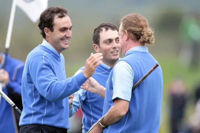 Framed Print : Edoardo & Francesco Molinari With Jimenez Framed Print : Edoardo & Francesco Molinari With Jimenez