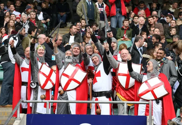 Framed Print : England Fans Dressed As Knights At Twickenham Framed Print : England Fans Dressed As Knights At Twickenham