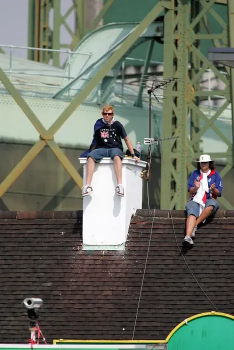 Framed Print : England Fans On Rooftop Framed Print : England Fans On Rooftop