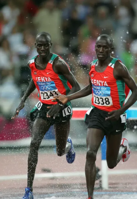 Framed Print : Ezekiel Kemboi & Kipsiele Koech