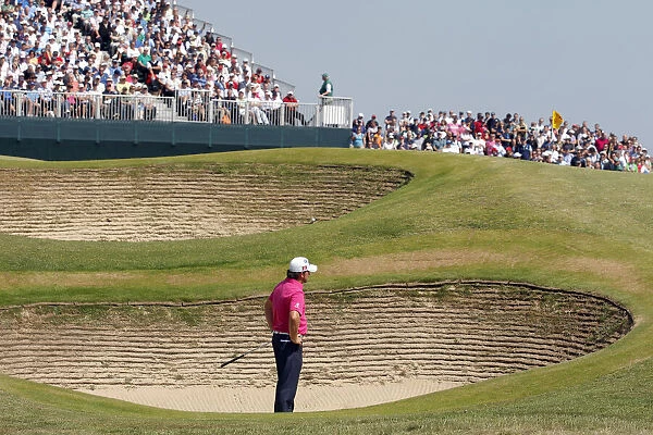 Graeme Mcdowell Hits Out Of The Bunker On 9th Hole Only To W
