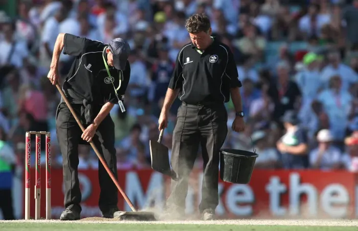 Framed Print : Ground Staff Sweep The Wicket Framed Print : Ground Staff Sweep The Wicket