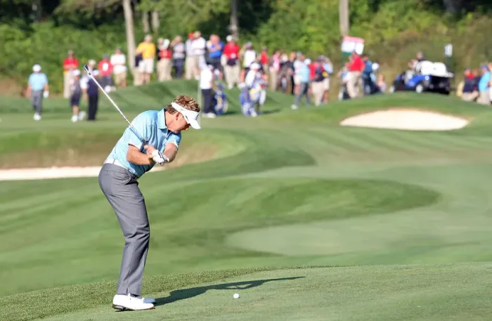 Framed Print : Ian Poulter Plays The 2nd