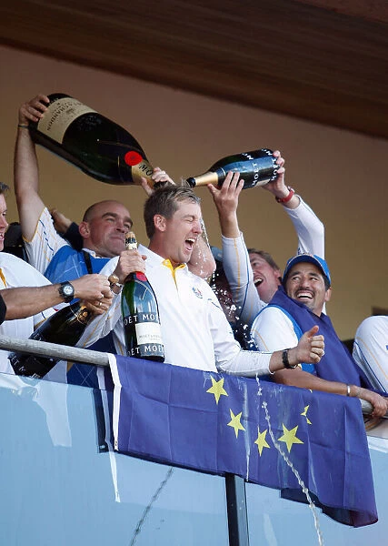 Ian Poulter Soaked In Champagne