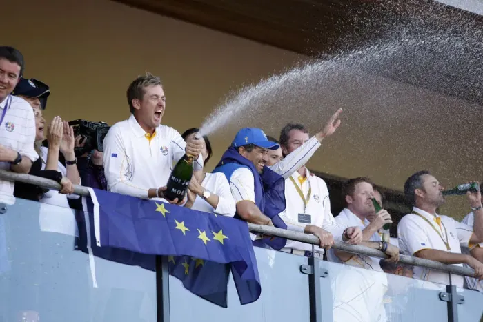 Framed Print : Ian Poulter Sprays The Champagne Framed Print : Ian Poulter Sprays The Champagne