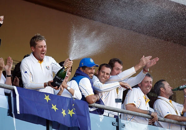 Ian Poulter Sprays The Champagne