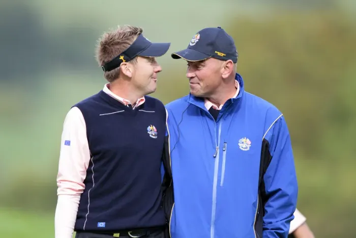 Framed Print : Ian Poulter & Thomas Bjorn Share A Joke Framed Print : Ian Poulter & Thomas Bjorn Share A Joke