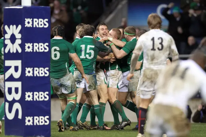 Framed Print : Ireland Celebrate Winning Try Framed Print : Ireland Celebrate Winning Try