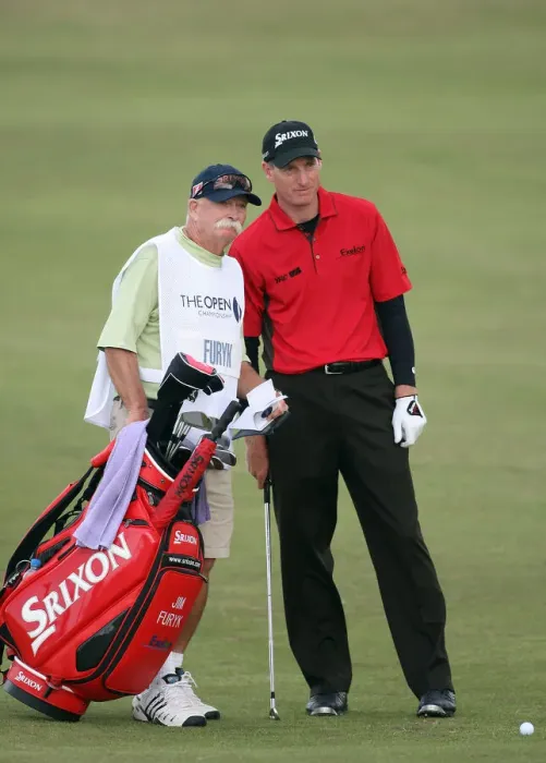 Framed Print : Jim Furyk With Caddy
