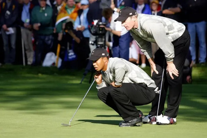 Framed Print : Jim Furyk & Tiger Woods