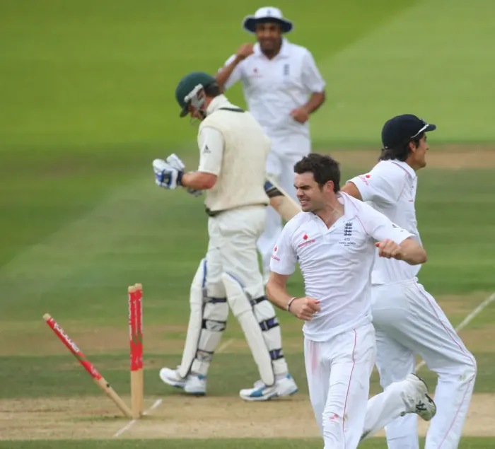 Framed Print : Jimmy Anderson Bowls Marcus North Framed Print : Jimmy Anderson Bowls Marcus North