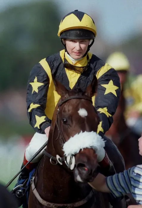 Framed Print : Jo Hunnam Jockey 29 August 1997 Date: 29 August 1997