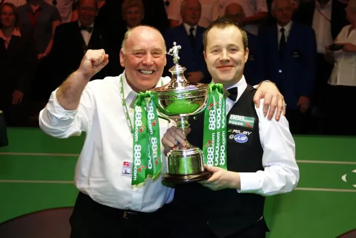 Framed Print : John Higgins & Dad Celebrate Framed Print : John Higgins & Dad Celebrate