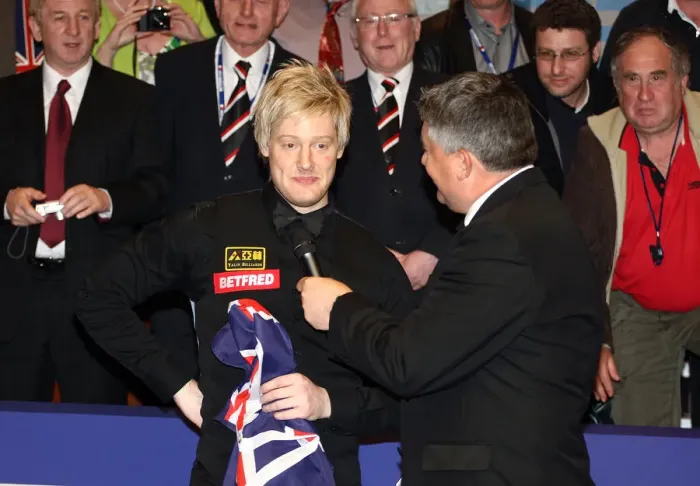Framed Print : John Parrott Interviews Neil Robertson Framed Print : John Parrott Interviews Neil Robertson