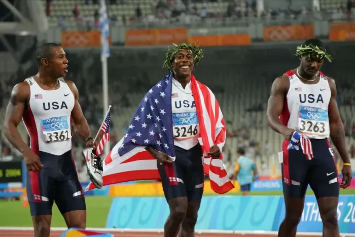 Framed Print : Justin Gatlin, Shawn Crawford & Brenard Williams Framed Print : Justin Gatlin, Shawn Crawford & Brenard Williams