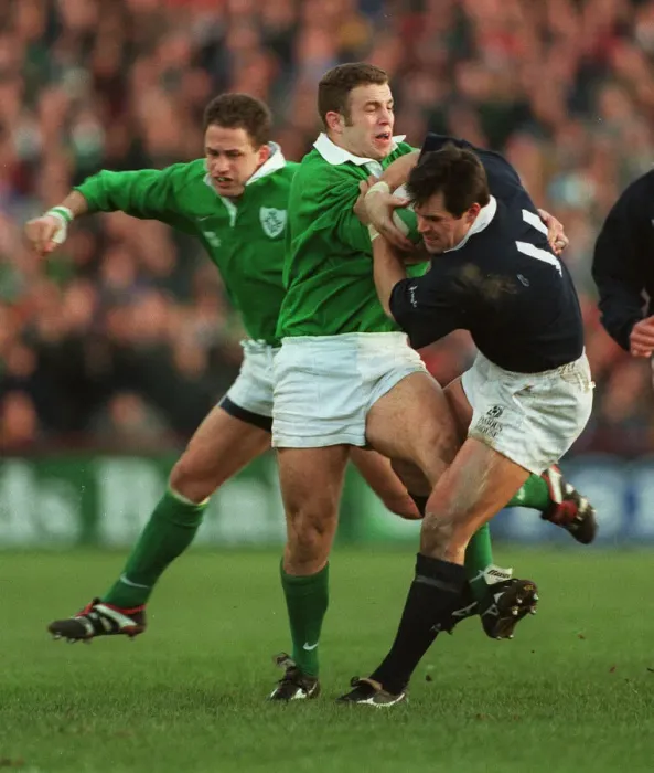 Framed Print : Kenny Logan Is Tackled By Framed Print : Kenny Logan Is Tackled By