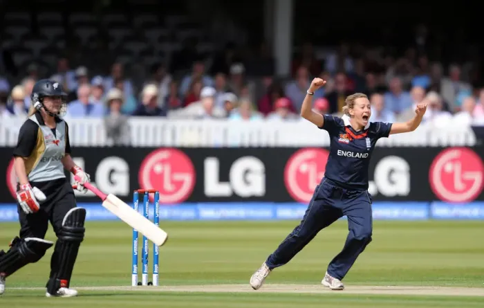 Framed Print : Laura Marsh Celebrates Early Wicket Framed Print : Laura Marsh Celebrates Early Wicket