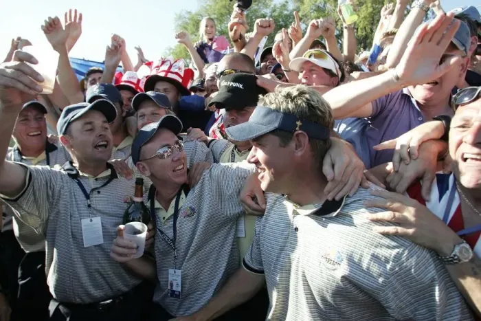 Framed Print : Lee Westwood Is Mobbed By Fans Framed Print : Lee Westwood Is Mobbed By Fans