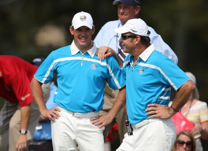 Framed Print : Lee Westwood & Nick Faldo Framed Print : Lee Westwood & Nick Faldo