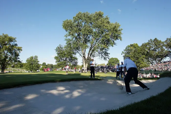 Framed Print : Luke Donald In Bunker On 12th Hole
