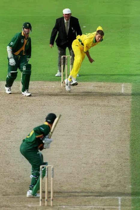 Framed Print : Mcgrath Bowls To Boucher Framed Print : Mcgrath Bowls To Boucher