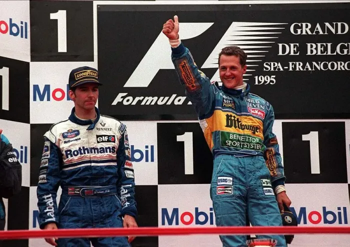 Framed Print : Michael Schumacher & Hill
