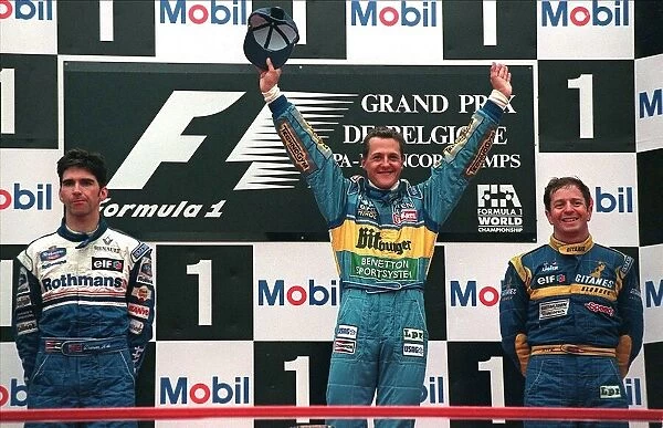 Michael Schumacher and Hill and Brundle