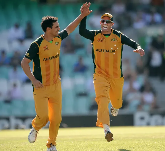 Framed Print : Mitchell Johnson & Mike Hussey Framed Print : Mitchell Johnson & Mike Hussey