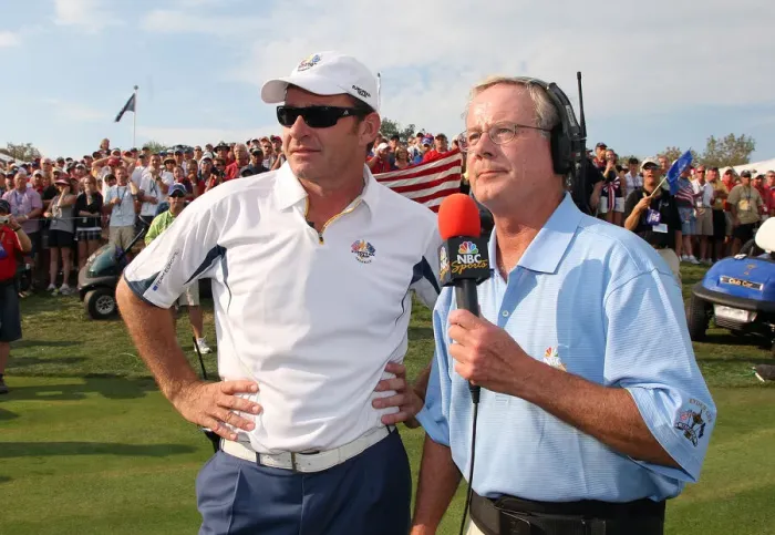 Framed Print : Nick Faldo With Nbc Interview