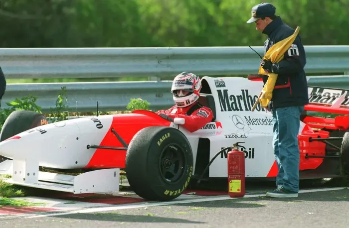 Framed Print : Nigel Mansell In Car After Framed Print : Nigel Mansell In Car After