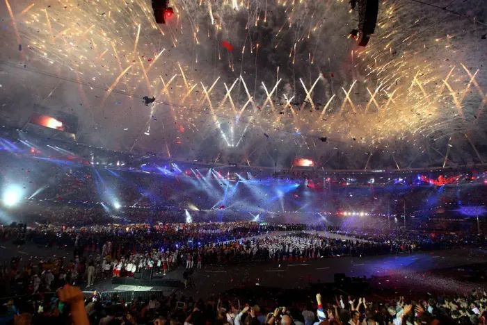Framed Print : Olympic Stadium With Fireworks Framed Print : Olympic Stadium With Fireworks