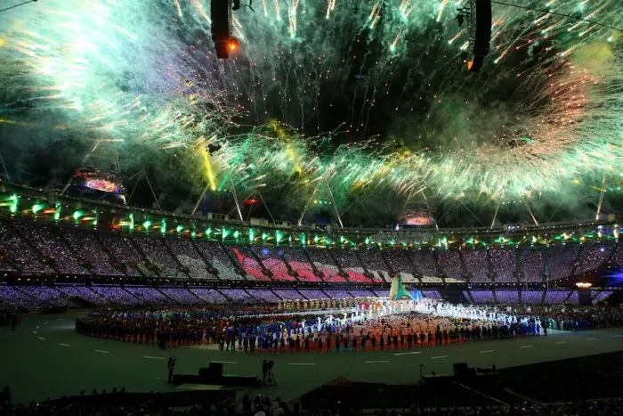 Framed Print : Olympic Stadium With Fireworks Framed Print : Olympic Stadium With Fireworks