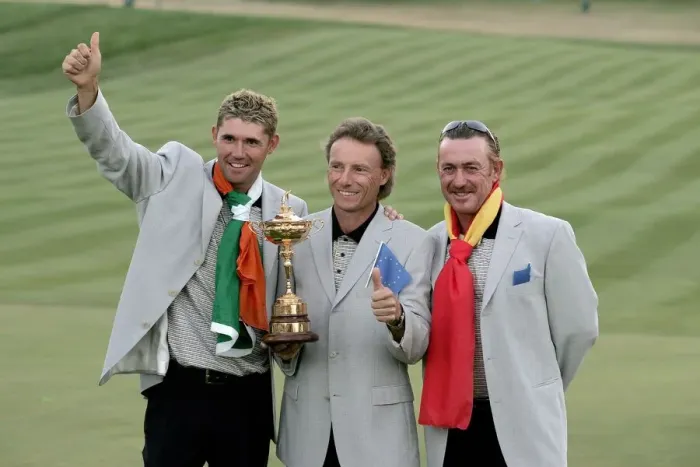 Framed Print : Padraig Harrington, Bernhard Langer & Miguel Angel Jimene Framed Print : Padraig Harrington, Bernhard Langer & Miguel Angel Jimene